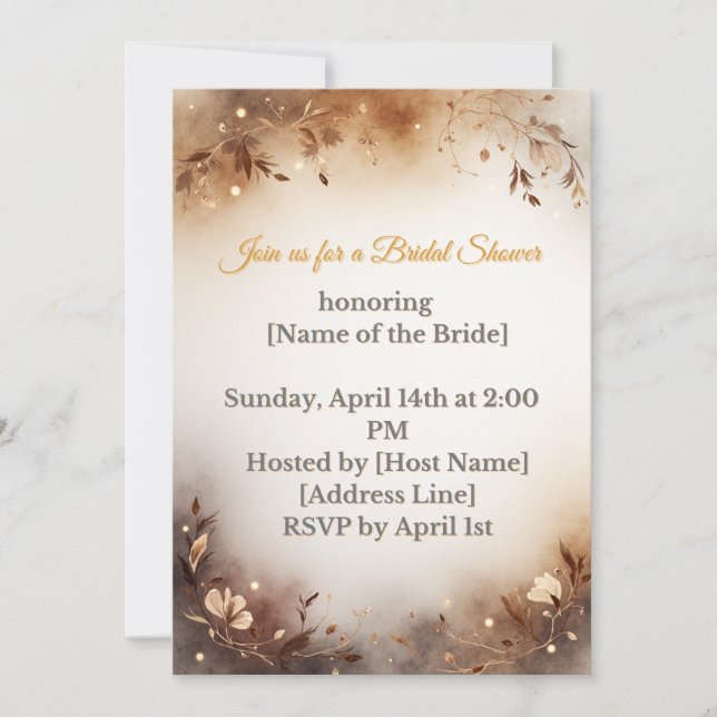 Convites Boho Floral Bridal Shower Invitation (Frente)