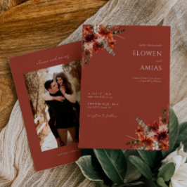 Convites Boho Floral Burnt Orange Weditation