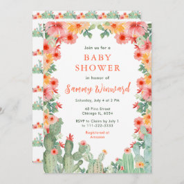 Convites Boho Floral Cactus Baby Shower