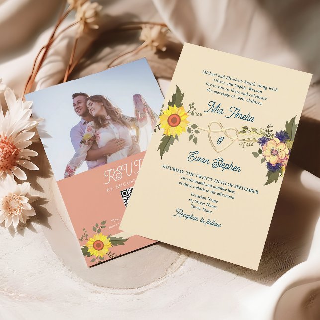 Convites Boho Floral Casamento Formal Tudo em Um (Criador carregado)