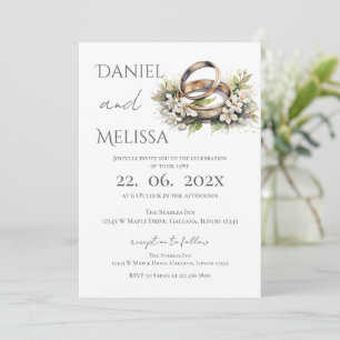 Convites Boho Floral com aliança Casamento