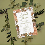 Convites Boho Floral Cotton | Chá de panela de gramíneas se<br><div class="desc">Graus secos e design floral de alagadiça com tons brancos e mutados de terracotta,  verde e design de convite de "Chá de panela" mocha.</div>
