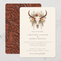 Boho Floral Cow Skull Western Weding