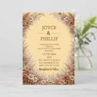 Convites Boho Floral Custom Wedding Invites Cards