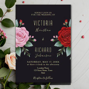Convites Boho Floral Dark Burgundy Casamento por Aquarela