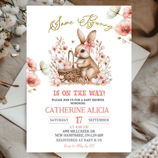 Convites Boho Floral Easter Bunny Baby Shower (Criador carregado)