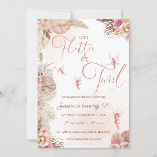 Convites Boho Floral Fairies Festa de aniversário