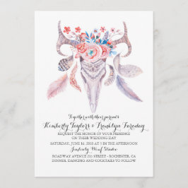 Convites Boho Floral Feather Deer Antlers Casamento