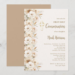 Convites Boho Floral First Communy Boy