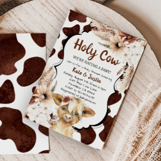 Convites Boho Floral Highland Chá de fraldas