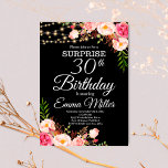 Convites Boho Floral & Lights Surprise aniversário de 30 an<br><div class="desc">Boho Floral & Lights Surprise aniversário de 30 anos Invitation Este design apresenta uma bonito cor d'água floral de bolo pintada em um fundo de madeira rústica acentuado com luzes de cordas. Clique no botão personalizar para obter mais flexibilidade na modificação do texto ou na movimentação dos gráficos. Entre em...</div>