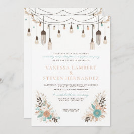 Convites Boho Floral Lights Wedding