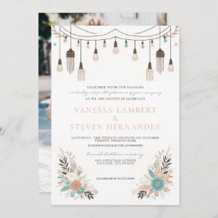 Convites Boho Floral Lights Wedding