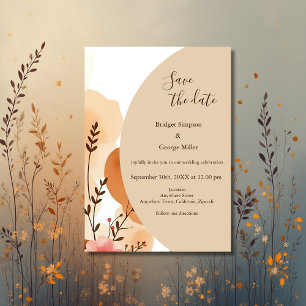 Convites Boho Floral Minimalista segura a data