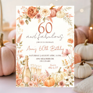 Convites Boho Floral Outono Adulto Fabuloso Aniversário