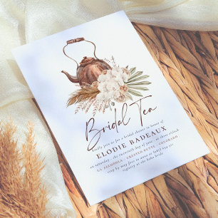 Convites Boho Floral Pampas Grass Modern Tea Chá de panela