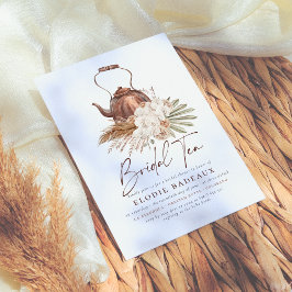 Convites Boho Floral Pampas Grass Modern Tea Chá de panela