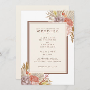 Convites Boho Floral Pampas Grass Wedding
