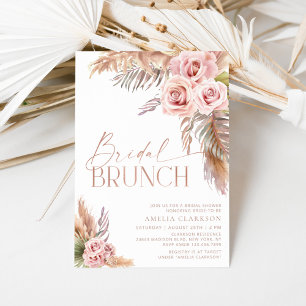 Convites Boho Floral Pampas Rosa Dourada Bridal Brunch Invi
