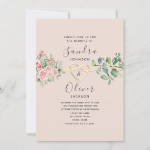 Convites Boho Floral Pink Dusty Rosa Wedding