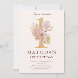 Convites Boho Floral primeiro aniversario
