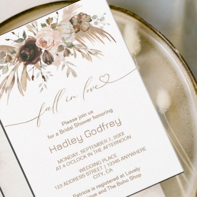 Convites Boho Floral Pumpkin Cai no Chá de panela do Amor (#fallinvitation #zazzlemade #fallfloral)