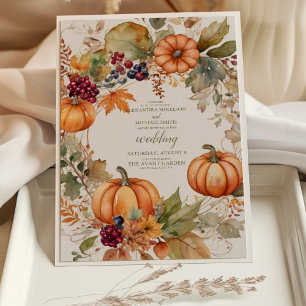 Convites Boho Floral Pumpkin Scrip Weding