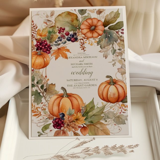 Convites Boho Floral Pumpkin Scrip Weding (Criador carregado)
