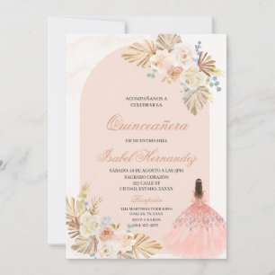 Convites Boho Floral quinceañera espanhol