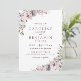Convites Boho floral rosa Dusty