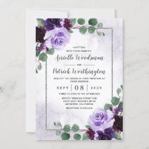 Boho Floral Roxo e Casamento Prateado da Elegante 