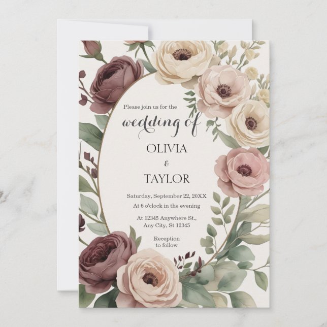 Convites Boho Floral Rustic Wedding (Frente)