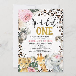 Convites Boho Floral Safari Wild One primeiro aniversario