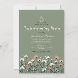 Convites Boho Floral Sage Green Fall House Party