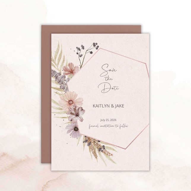 Convites Boho Floral Save the Date Card (Boho Floral Save the Date)
