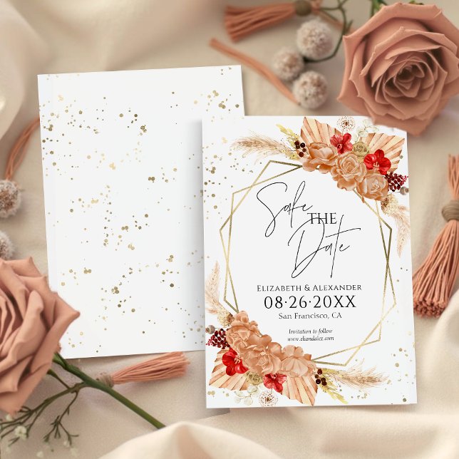 Convites Boho Floral | Terracotta Casamento Exceto Data (Criador carregado)