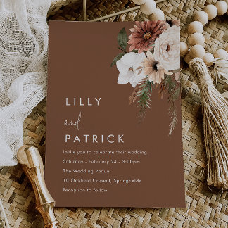 Convites Boho Floral Terracotta Modern Wedding