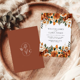 Convites Boho Floral Terracotta Watercolor Casamento