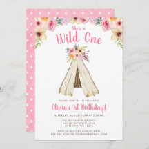 Boho Floral Tribal Teepee Wild One primeiro aniver