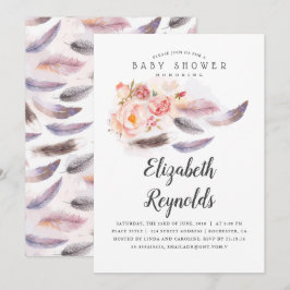 Convites Boho Floral Watercolor Chá de fraldas