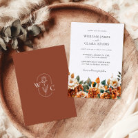 Boho Floral Watercolor Terracotta Monograma Casame