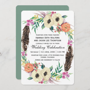 Convites Boho Floral Watercolor Wedding
