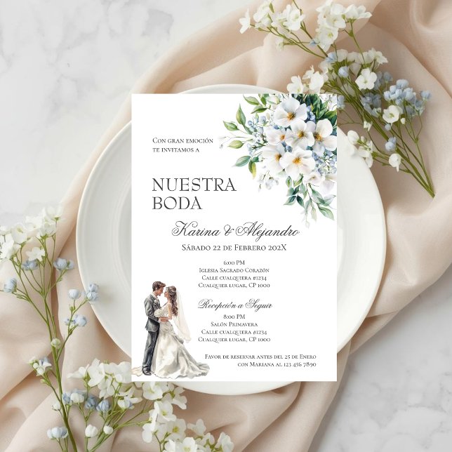 Convites Boho Floral Wedding Espanhol (Criador carregado)