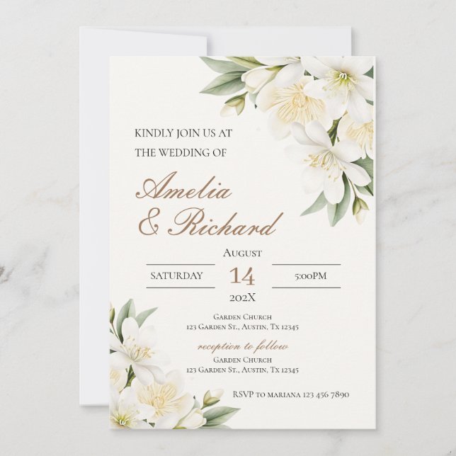 Convites Boho  Floral  Wedding Invitation (Frente)