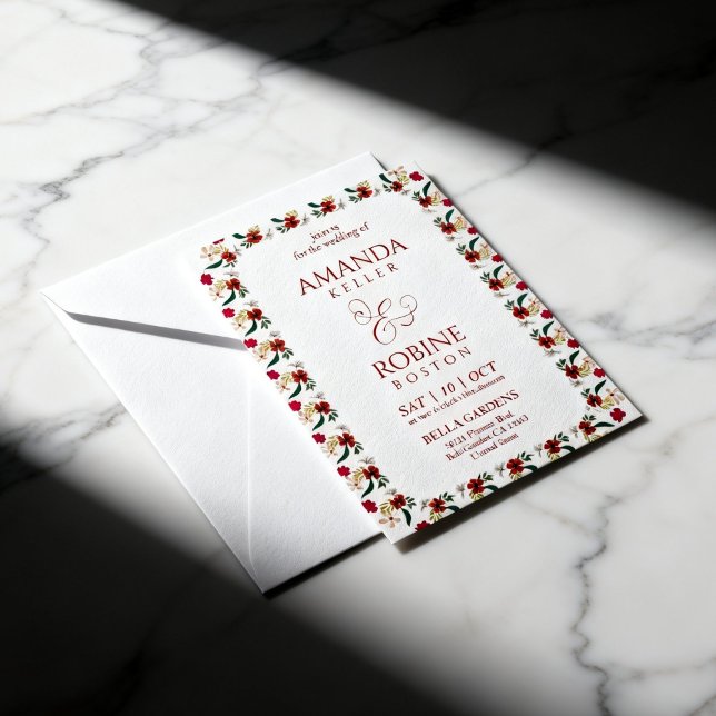 Convites Boho Floral Wedding Invitation (Criador carregado)