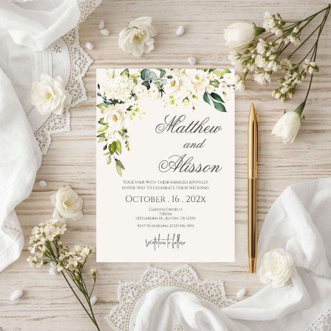 Convites Boho Floral Wedding Invitation (Criador carregado)