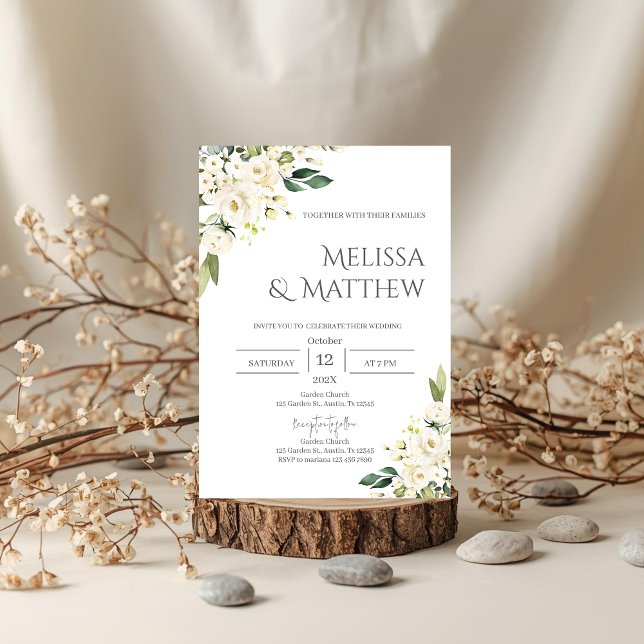 Convites Boho Floral Wedding Invitation (Criador carregado)