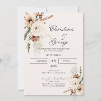 Convites Boho Floral Wedding Invitation