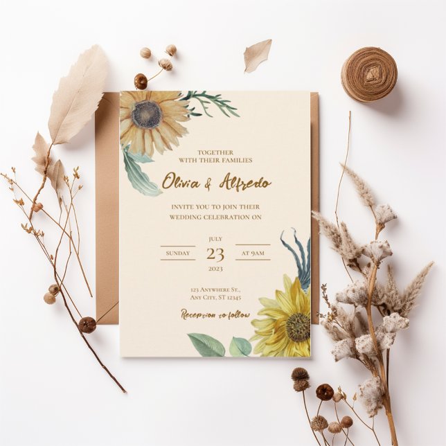 Convites Boho Floral Wedding Invite (Criador carregado)