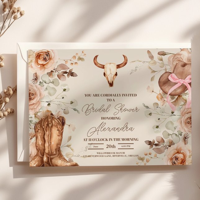 Convites Boho Floral Western Chá de panela (Criador carregado)